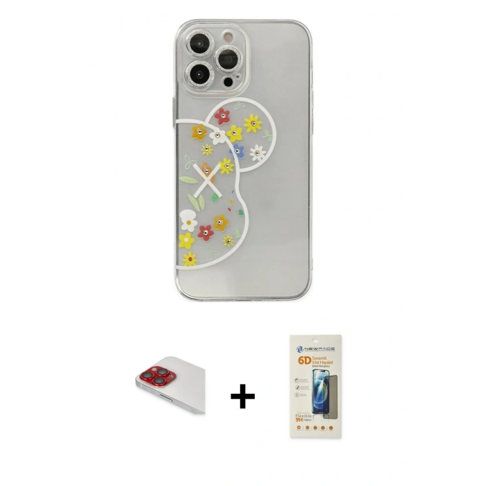 MARSİLYAN™- iPhone 13 Pro Max Kılıf Eksen Asil Prime - Siyah 6D Mat Seramik Hayalet Nano Ekran Koruyucu + Pers Alüminyum Kamera Lens - KI