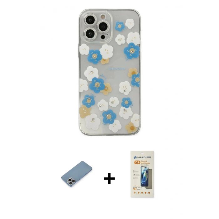 MARSİLYAN™- iPhone 13 Pro Max Kılıf Eksen Asil Prime - Siyah 6D Mat Seramik Hayalet Nano Ekran Koruyucu + Shine Kamera Lens Koruma Cam - GI