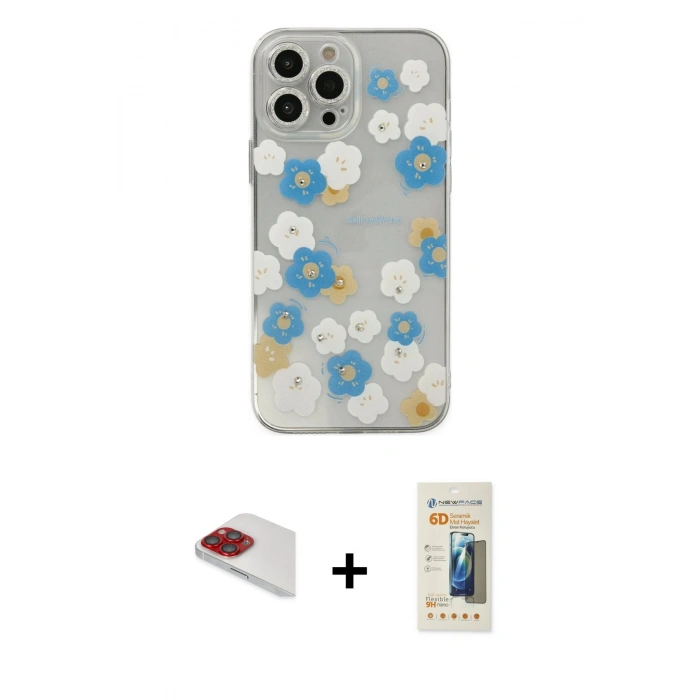 MARSİLYAN™- iPhone 13 Pro Max Kılıf Eksen Asil Prime - Siyah 6D Mat Seramik Hayalet Nano Ekran Koruyucu + Pers Alüminyum Kamera Lens - KI
