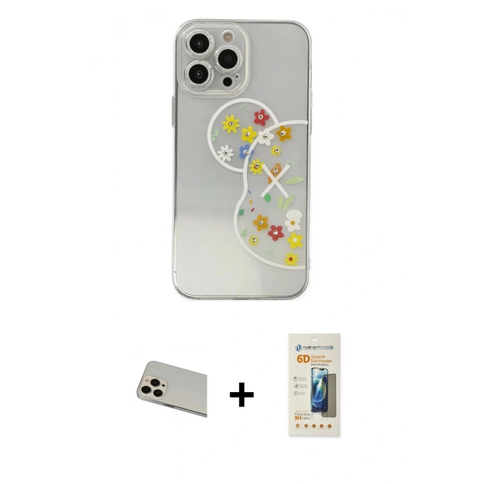 MARSİLYAN™- iPhone 13 Pro Max Kılıf Eksen Asil Prime - Siyah 6D Mat Seramik Hayalet Nano Ekran Koruyucu + Rainbow Kamera Lens Koruma Cam - REGD