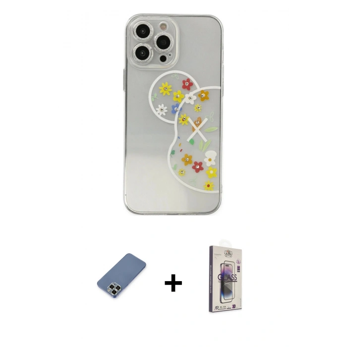 MARSİLYAN™- iPhone 13 Pro Max Kılıf Eksen Asil Prime - Siyah Bilvis 3D Cam Ekran Koruyucu + Metal Kamera Lens Koruma Cam - AKYL