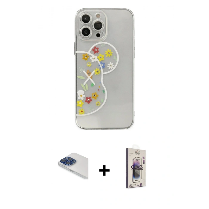 MARSİLYAN™- iPhone 13 Pro Max Kılıf Eksen Asil Prime - Siyah Bilvis 3D Cam Ekran Koruyucu + Pers Alüminyum Kamera Lens - LT