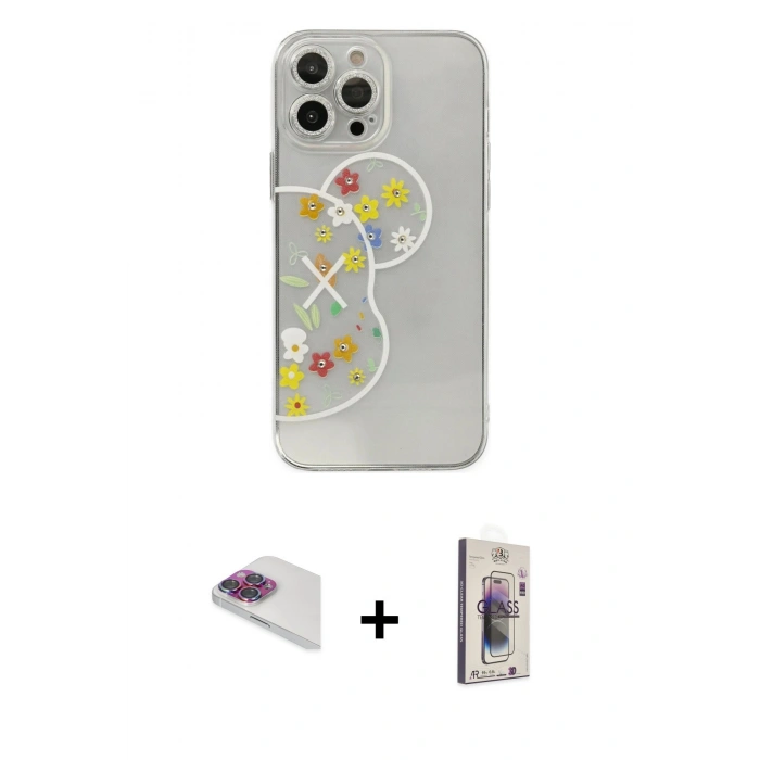 MARSİLYAN™- iPhone 13 Pro Max Kılıf Eksen Asil Prime - Siyah Bilvis 3D Cam Ekran Koruyucu + Pers Alüminyum Kamera Lens - GI