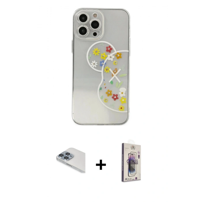 MARSİLYAN™- iPhone 13 Pro Max Kılıf Eksen Asil Prime - Siyah Bilvis 3D Cam Ekran Koruyucu + Pers Alüminyum Kamera Lens - SABE