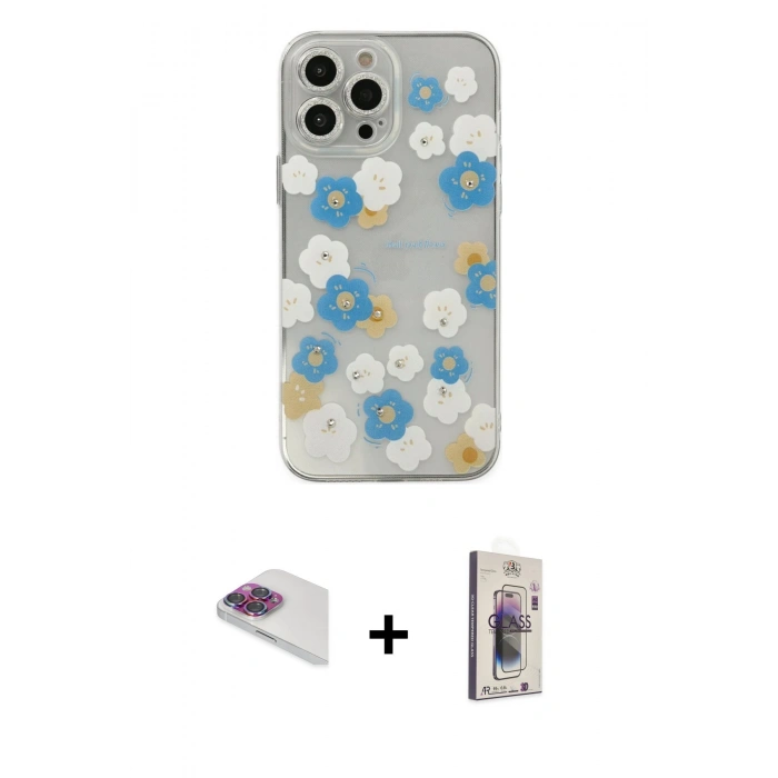 MARSİLYAN™- iPhone 13 Pro Max Kılıf Eksen Asil Prime - Siyah Bilvis 3D Cam Ekran Koruyucu + Pers Alüminyum Kamera Lens - GI