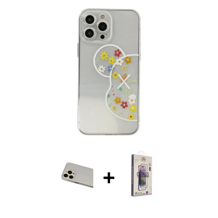 MARSİLYAN™- iPhone 13 Pro Max Kılıf Eksen Asil Prime - Siyah Bilvis 3D Cam Ekran Koruyucu + Rainbow Kamera Lens Koruma Cam - REGD
