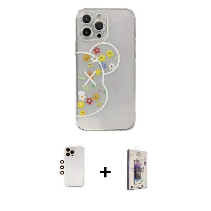MARSİLYAN™- iPhone 13 Pro Max Kılıf Eksen Asil Prime - Siyah Bilvis 3D Cam Ekran Koruyucu + Shine Kamera Lens - GD