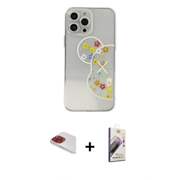 MARSİLYAN™- iPhone 13 Pro Max Kılıf Eksen Asil Prime - Siyah Bilvis 3D Mat Cam Ekran Koruyucu + Pers Alüminyum Kamera Lens - KI