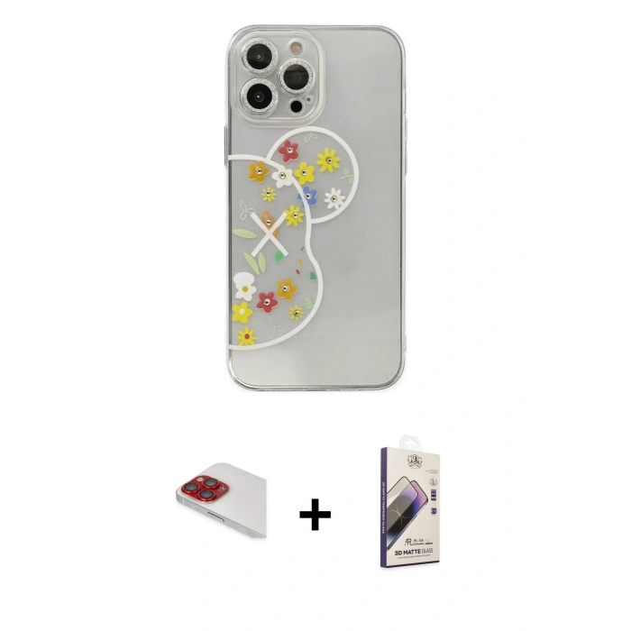 MARSİLYAN™- iPhone 13 Pro Max Kılıf Eksen Asil Prime - Siyah Bilvis 3D Mat Cam Ekran Koruyucu + Pers Alüminyum Kamera Lens - KI