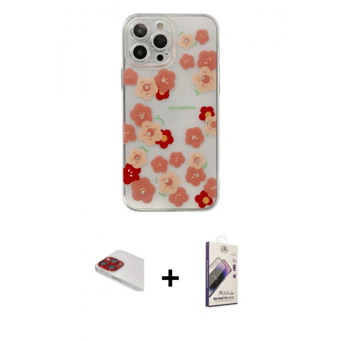 MARSİLYAN™- iPhone 13 Pro Max Kılıf Eksen Asil Prime - Siyah Bilvis 3D Mat Cam Ekran Koruyucu + Pers Alüminyum Kamera Lens - KI