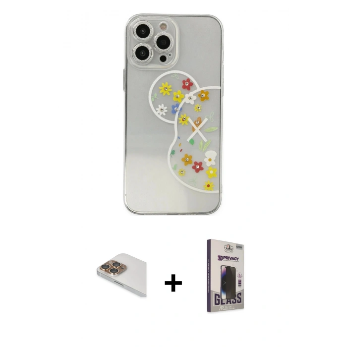 MARSİLYAN™- iPhone 13 Pro Max Kılıf Eksen Asil Prime - Siyah Bilvis Hayalet Cam Ekran Koruyucu + Gold Pers Alüminyum Kamera Lens