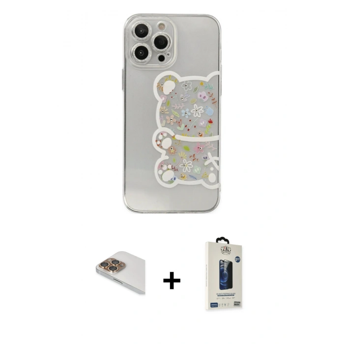 MARSİLYAN™- iPhone 13 Pro Max Kılıf Eksen Asil Prime - Siyah Bilvis Hayalet Cam Ekran Koruyucu + Pers Alüminyum Kamera Lens - GD
