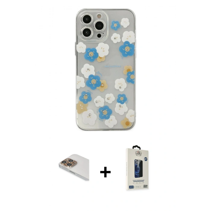 MARSİLYAN™- iPhone 13 Pro Max Kılıf Eksen Asil Prime - Siyah Bilvis Hayalet Cam Ekran Koruyucu + Pers Alüminyum Kamera Lens - GD