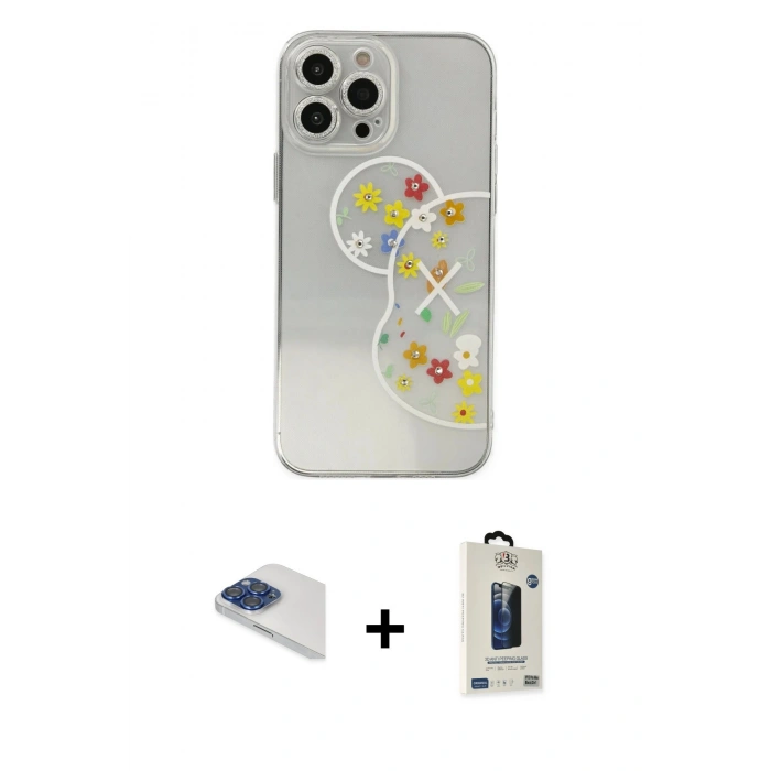 MARSİLYAN™- iPhone 13 Pro Max Kılıf Eksen Asil Prime - Siyah Bilvis Hayalet Cam Ekran Koruyucu + Pers Alüminyum Kamera Lens - LT