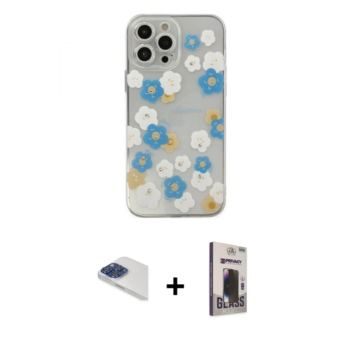 MARSİLYAN™- iPhone 13 Pro Max Kılıf Eksen Asil Prime - Siyah Bilvis Hayalet Cam Ekran Koruyucu + Pers Alüminyum Kamera Lens - LT