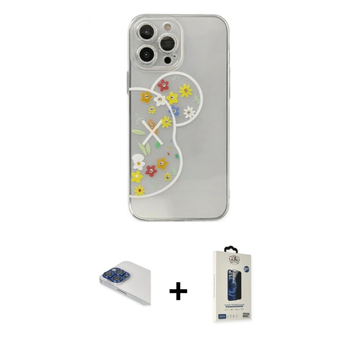 MARSİLYAN™- iPhone 13 Pro Max Kılıf Eksen Asil Prime - Siyah Bilvis Hayalet Cam Ekran Koruyucu + Pers Alüminyum Kamera Lens - LT
