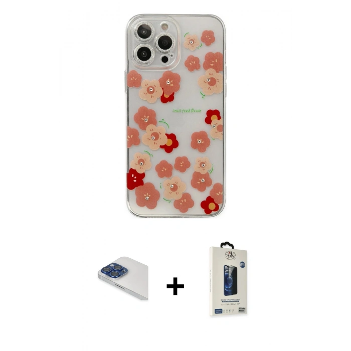 MARSİLYAN™- iPhone 13 Pro Max Kılıf Eksen Asil Prime - Siyah Bilvis Hayalet Cam Ekran Koruyucu + Pers Alüminyum Kamera Lens - LT