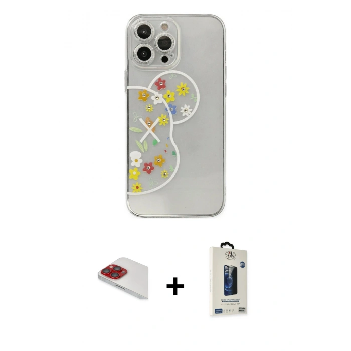 MARSİLYAN™- iPhone 13 Pro Max Kılıf Eksen Asil Prime - Siyah Bilvis Hayalet Cam Ekran Koruyucu + Pers Alüminyum Kamera Lens - KI