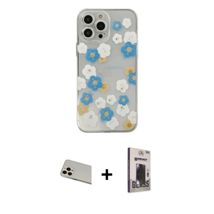 MARSİLYAN™- iPhone 13 Pro Max Kılıf Eksen Asil Prime - Siyah Bilvis Hayalet Cam Ekran Koruyucu + Rainbow Kamera Lens Koruma Cam - REGD