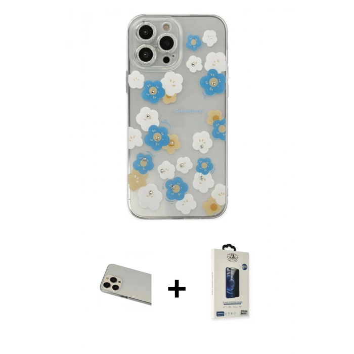 MARSİLYAN™- iPhone 13 Pro Max Kılıf Eksen Asil Prime - Siyah Bilvis Hayalet Cam Ekran Koruyucu + Rainbow Kamera Lens Koruma Cam - REGD