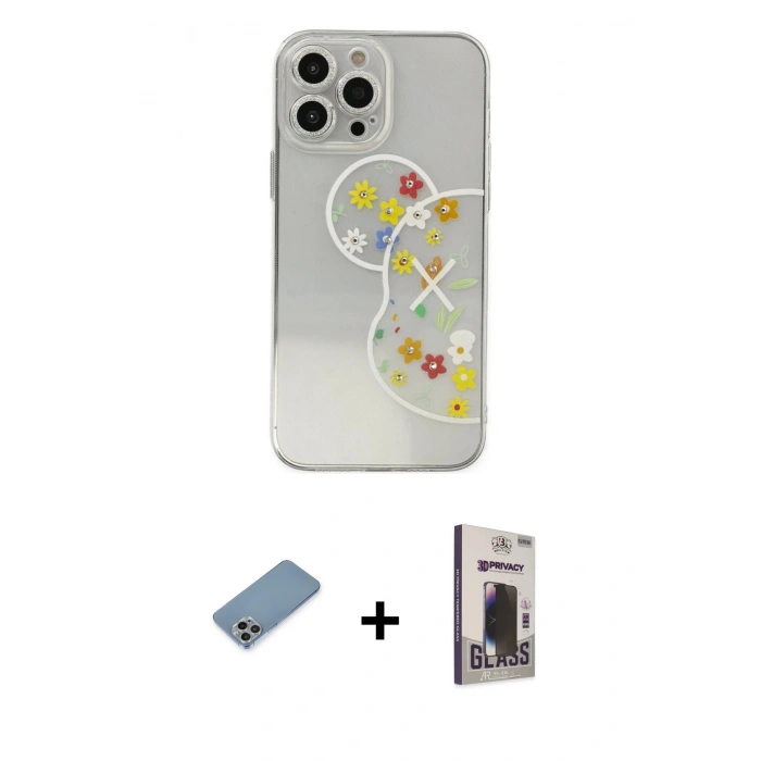 MARSİLYAN™- iPhone 13 Pro Max Kılıf Eksen Asil Prime - Siyah Bilvis Hayalet Cam Ekran Koruyucu + Shine Kamera Lens Koruma Cam - GI