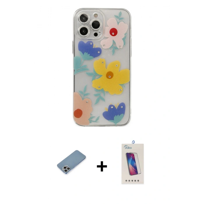 MARSİLYAN™- iPhone 13 Pro Max Kılıf Eksen Asil Prime - Siyah Joko 5D Cam + Shine Kamera Lens Koruma Cam - GI