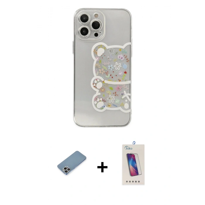 MARSİLYAN™- iPhone 13 Pro Max Kılıf Eksen Asil Prime - Siyah Joko 5D Cam + Shine Kamera Lens Koruma Cam - GI