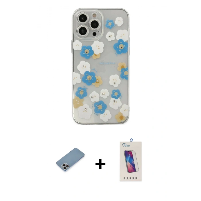 MARSİLYAN™- iPhone 13 Pro Max Kılıf Eksen Asil Prime - Siyah Joko 5D Cam + Shine Kamera Lens Koruma Cam - GI
