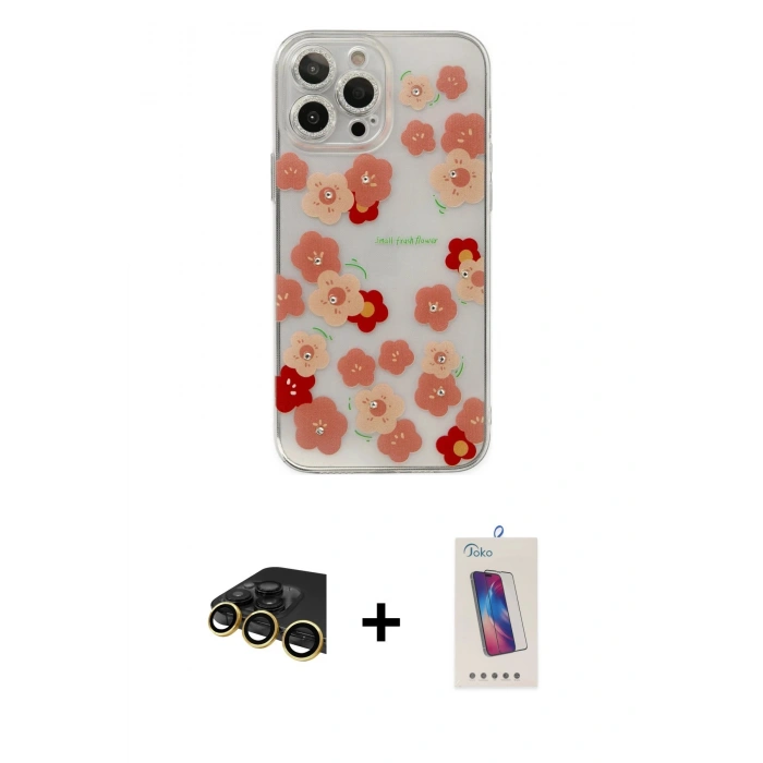 MARSİLYAN™- iPhone 13 Pro Max Kılıf Eksen Asil Prime - Siyah Joko 5D Cam + Raze Metal Kamera Lens - GD