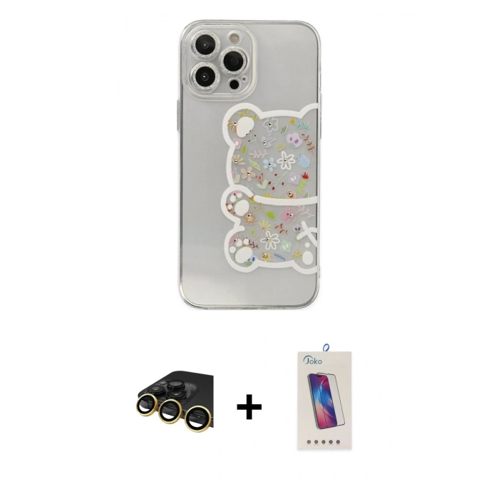 MARSİLYAN™- iPhone 13 Pro Max Kılıf Eksen Asil Prime - Siyah Joko 5D Cam + Raze Metal Kamera Lens - GD
