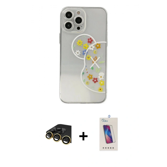MARSİLYAN™- iPhone 13 Pro Max Kılıf Eksen Asil Prime - Siyah Joko 5D Cam + Raze Metal Kamera Lens - GD