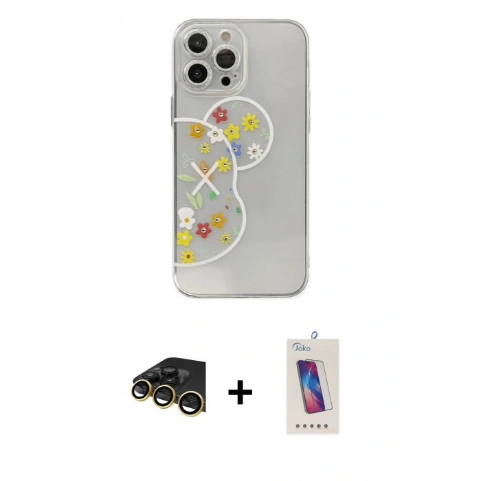 MARSİLYAN™- iPhone 13 Pro Max Kılıf Eksen Asil Prime - Siyah Joko 5D Cam + Raze Metal Kamera Lens - GD