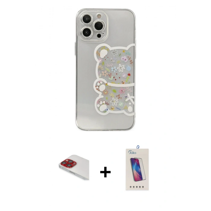 MARSİLYAN™- iPhone 13 Pro Max Kılıf Eksen Asil Prime - Siyah Joko 5D Cam + Pers Alüminyum Kamera Lens - KI