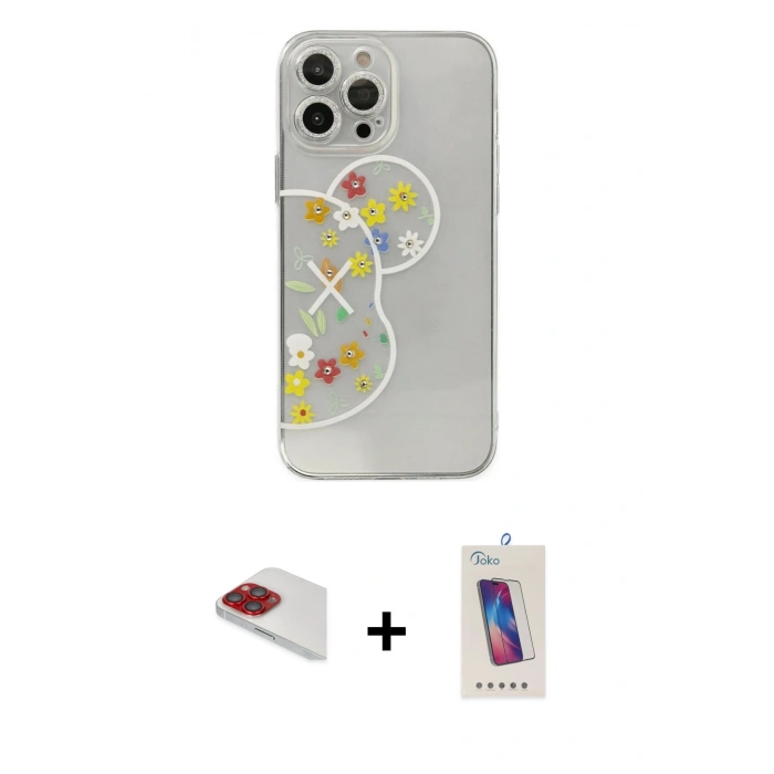 MARSİLYAN™- iPhone 13 Pro Max Kılıf Eksen Asil Prime - Siyah Joko 5D Cam + Pers Alüminyum Kamera Lens - KI