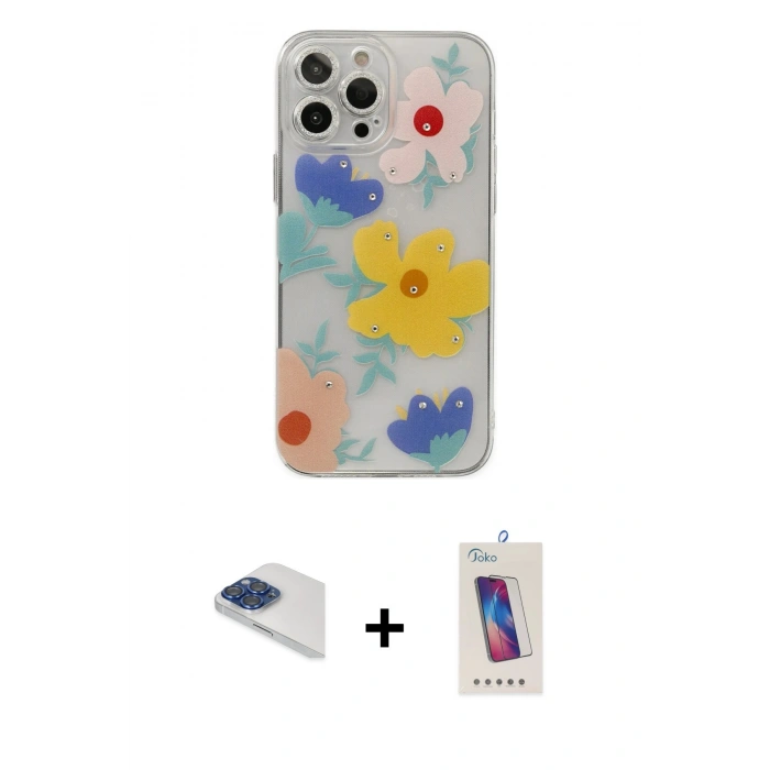 MARSİLYAN™- iPhone 13 Pro Max Kılıf Eksen Asil Prime - Siyah Joko 5D Cam + Pers Alüminyum Kamera Lens - LT