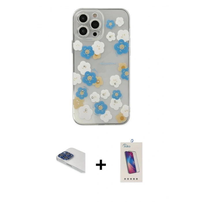 MARSİLYAN™- iPhone 13 Pro Max Kılıf Eksen Asil Prime - Siyah Joko 5D Cam + Pers Alüminyum Kamera Lens - LT