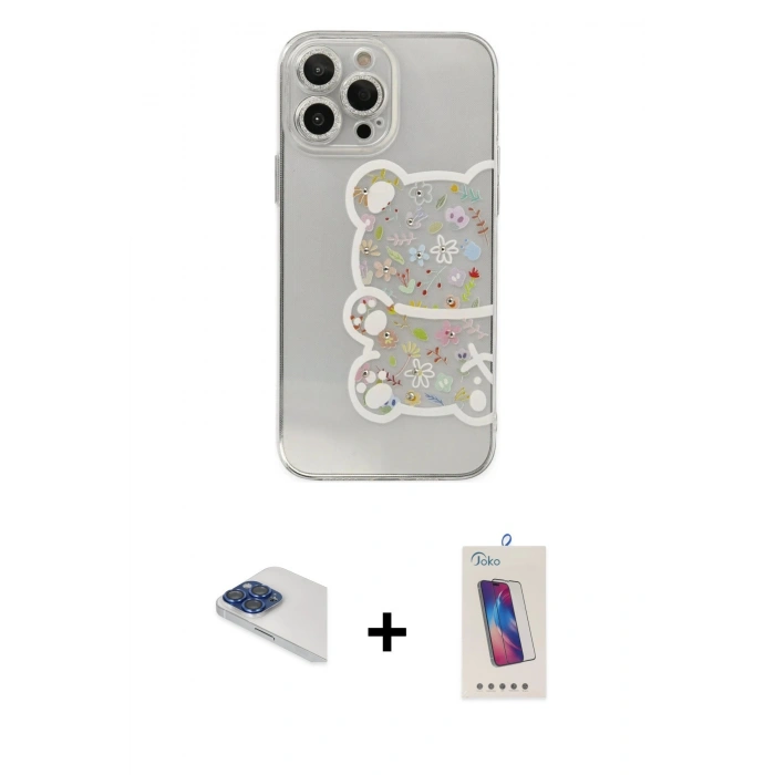 MARSİLYAN™- iPhone 13 Pro Max Kılıf Eksen Asil Prime - Siyah Joko 5D Cam + Pers Alüminyum Kamera Lens - LT
