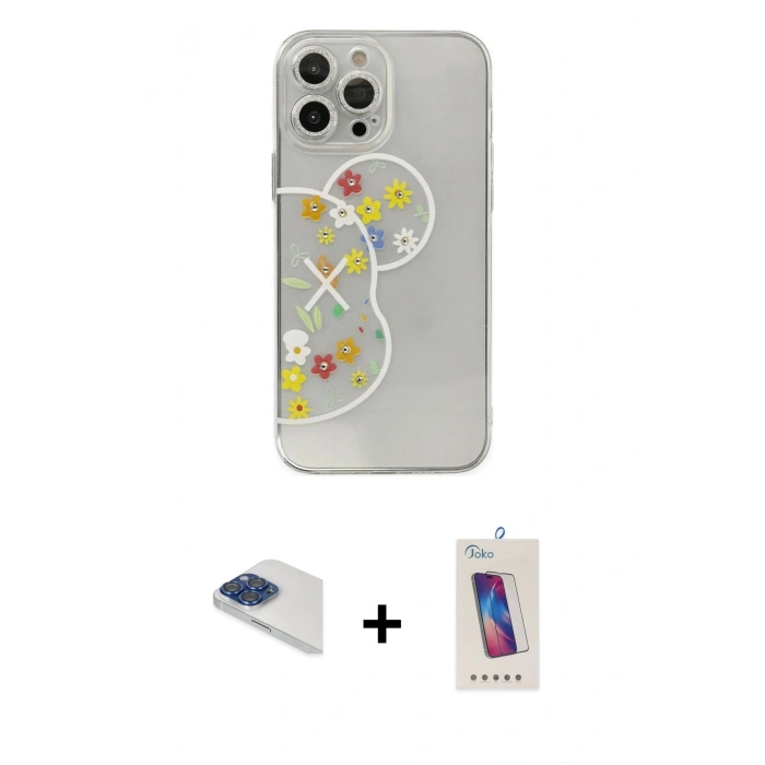 MARSİLYAN™- iPhone 13 Pro Max Kılıf Eksen Asil Prime - Siyah Joko 5D Cam + Pers Alüminyum Kamera Lens - LT
