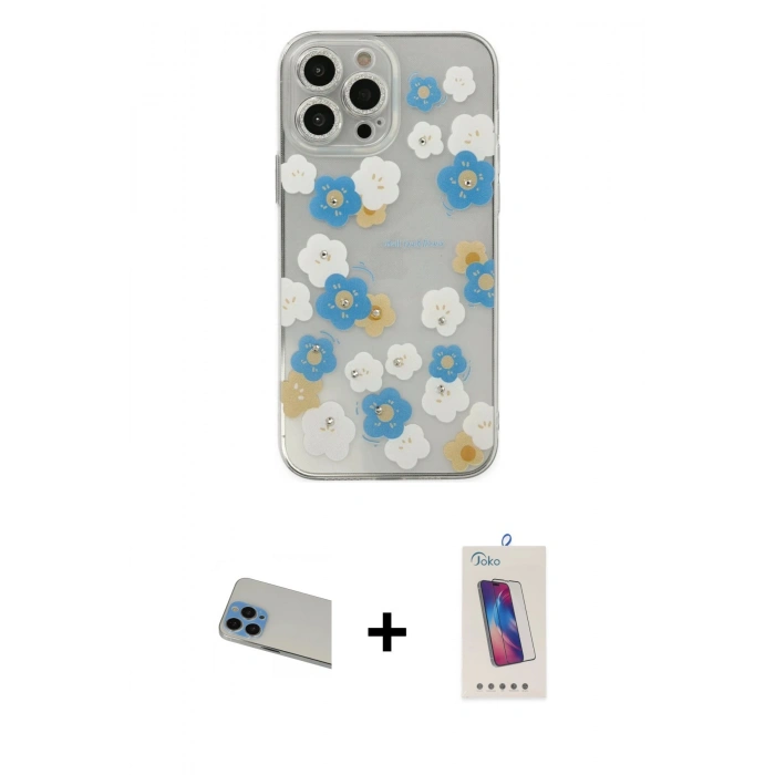 MARSİLYAN™- iPhone 13 Pro Max Kılıf Eksen Asil Prime - Siyah Joko 5D Cam + Rainbow Kamera Lens Koruma Cam - MI