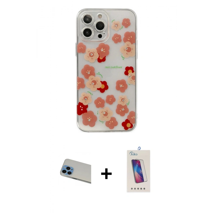 MARSİLYAN™- iPhone 13 Pro Max Kılıf Eksen Asil Prime - Siyah Joko 5D Cam + Rainbow Kamera Lens Koruma Cam - MI