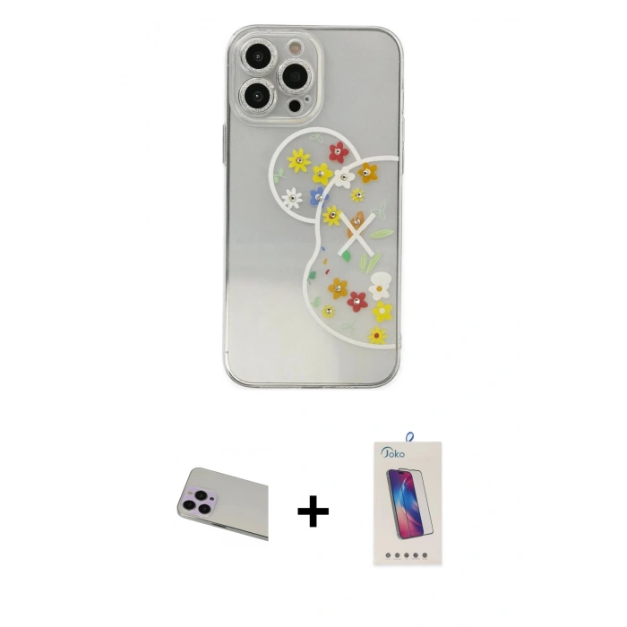 MARSİLYAN™- iPhone 13 Pro Max Kılıf Eksen Asil Prime - Siyah Joko 5D Cam + Rainbow Kamera Lens Koruma Cam - MR