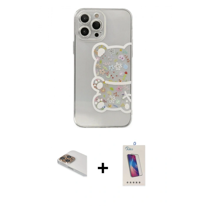 MARSİLYAN™- iPhone 13 Pro Max Kılıf Eksen Asil Prime - Siyah Joko 5D Cam + Pers Alüminyum Kamera Lens - GD