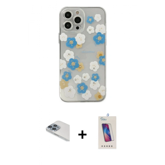 MARSİLYAN™- iPhone 13 Pro Max Kılıf Eksen Asil Prime - Siyah Joko 5D Cam + Pers Alüminyum Kamera Lens - SABE