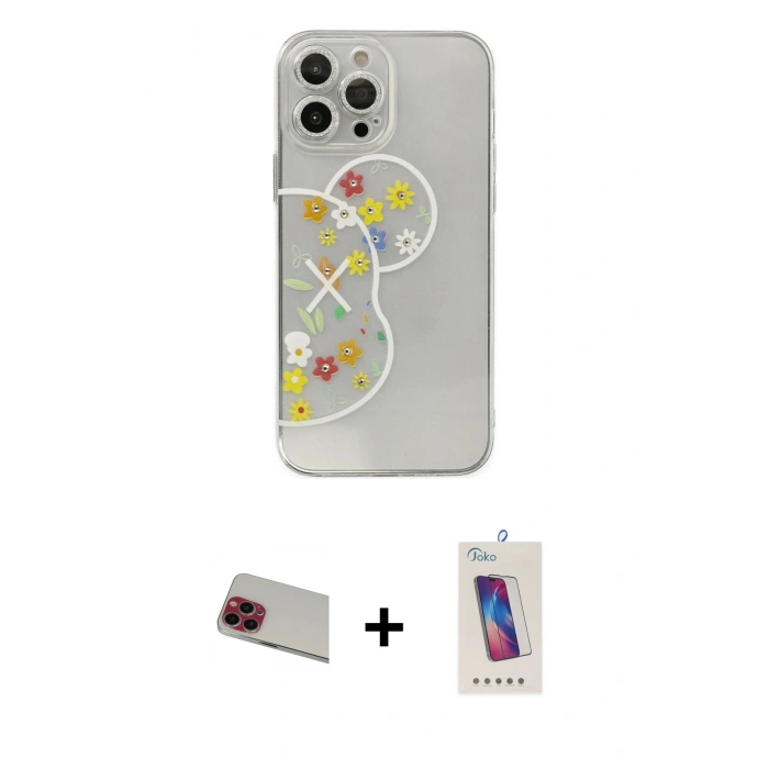 MARSİLYAN™- iPhone 13 Pro Max Kılıf Eksen Asil Prime - Siyah Joko 5D Cam + Rainbow Kamera Lens Koruma Cam - KI