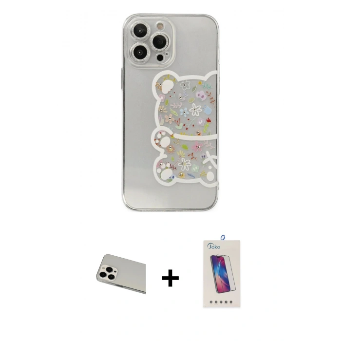 MARSİLYAN™- iPhone 13 Pro Max Kılıf Eksen Asil Prime - Siyah Joko 5D Cam + Rainbow Kamera Lens Koruma Cam - BZ