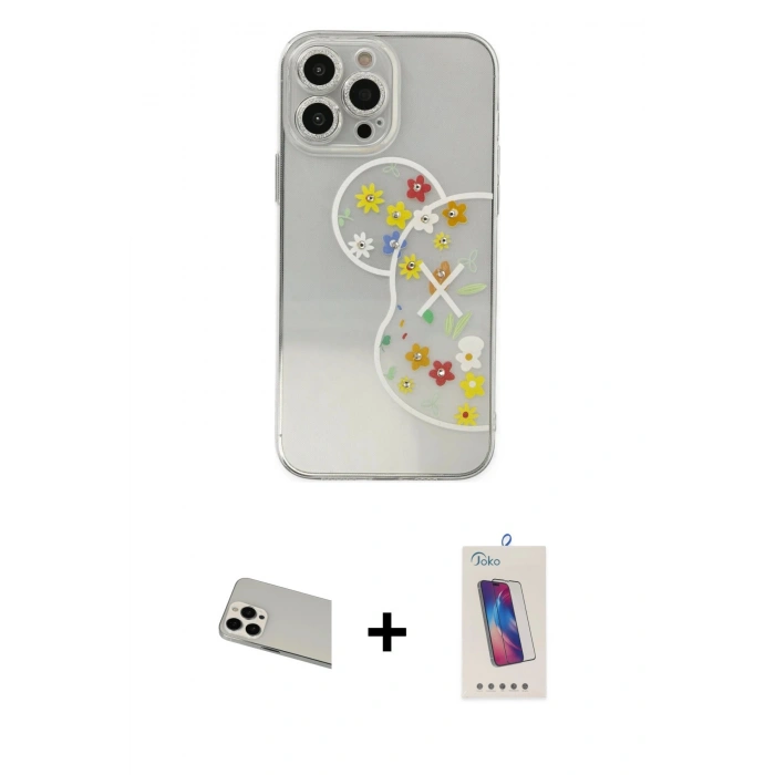 MARSİLYAN™- iPhone 13 Pro Max Kılıf Eksen Asil Prime - Siyah Joko 5D Cam + Rainbow Kamera Lens Koruma Cam - BZ