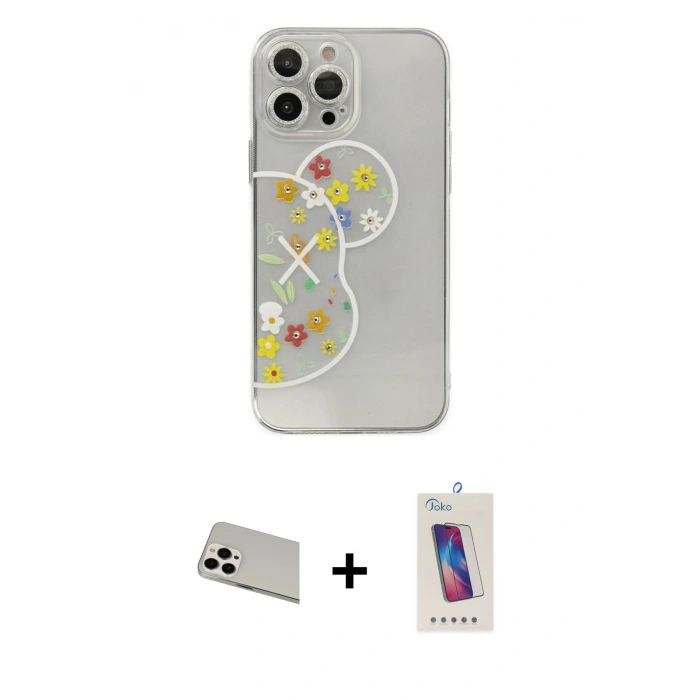MARSİLYAN™- iPhone 13 Pro Max Kılıf Eksen Asil Prime - Siyah Joko 5D Cam + Rainbow Kamera Lens Koruma Cam - BZ