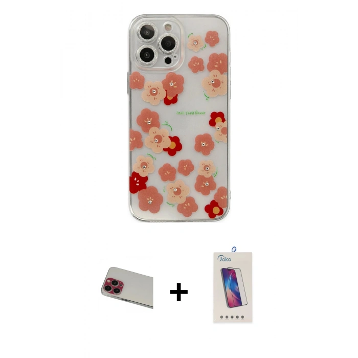 MARSİLYAN™- iPhone 13 Pro Max Kılıf Eksen Asil Prime - Siyah Joko 5D Cam + Rainbow Kamera Lens Koruma Cam - KI