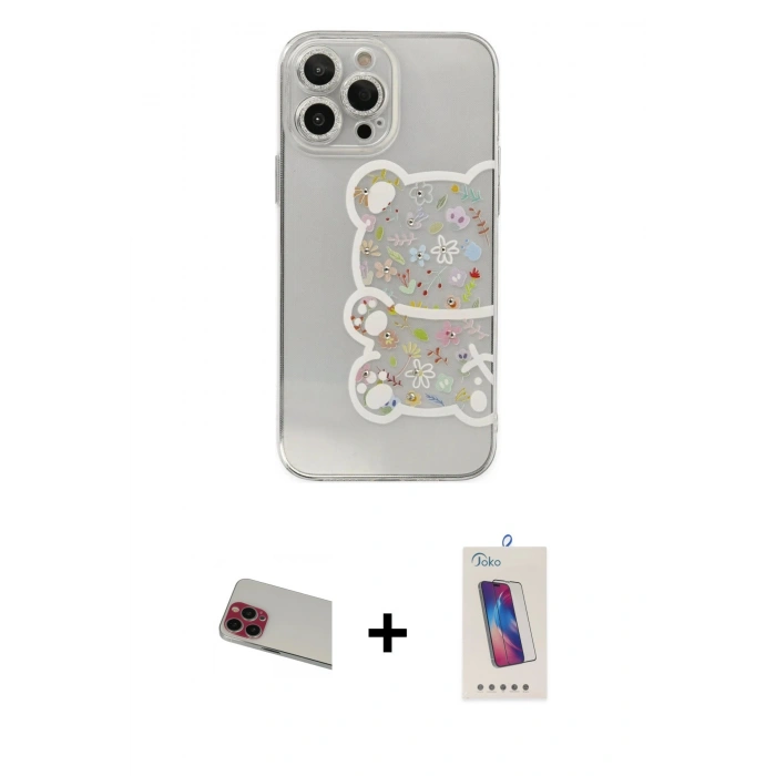 MARSİLYAN™- iPhone 13 Pro Max Kılıf Eksen Asil Prime - Siyah Joko 5D Cam + Rainbow Kamera Lens Koruma Cam - KI