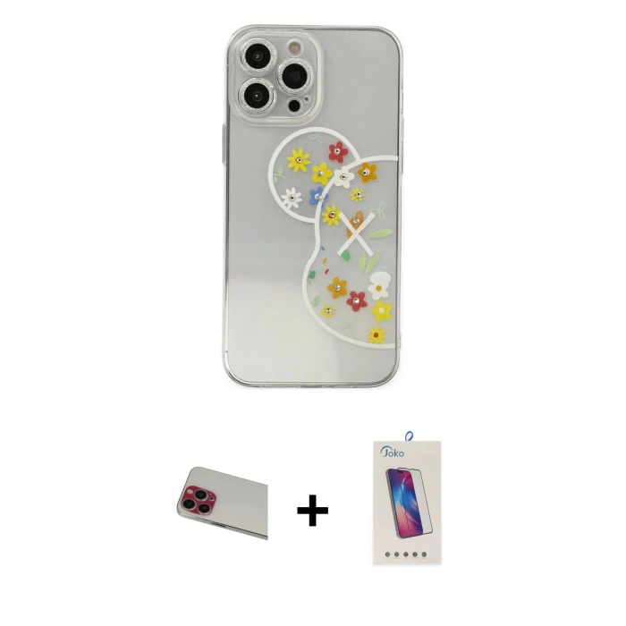 MARSİLYAN™- iPhone 13 Pro Max Kılıf Eksen Asil Prime - Siyah Joko 5D Cam + Rainbow Kamera Lens Koruma Cam - KI